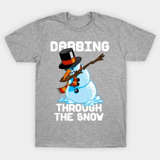 Snowman Dabbing Through The Snow Shirt Christmas Dab Santa T-Shirt